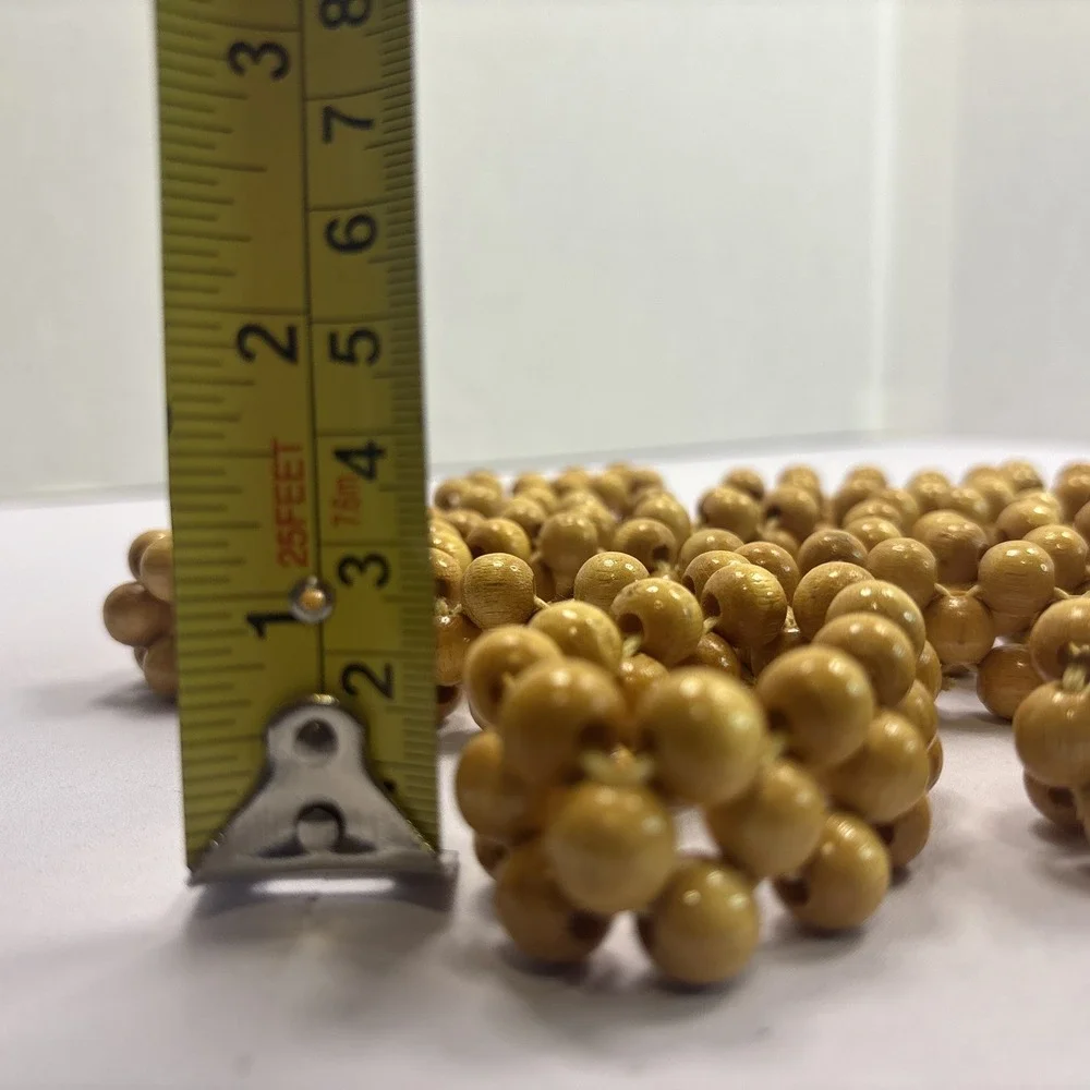 Set of 11 Blonde Wood Beaded Napkin Ring Holders Beachy Coastal Table Boho Decor